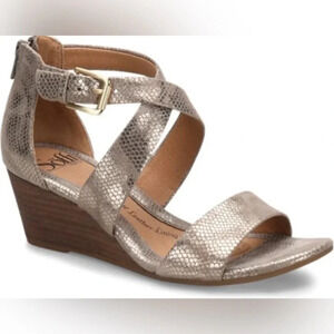 Sofft Mauldin Bisto Taupe Snake Sandal wedge shoes‎ Women's Size 6.5